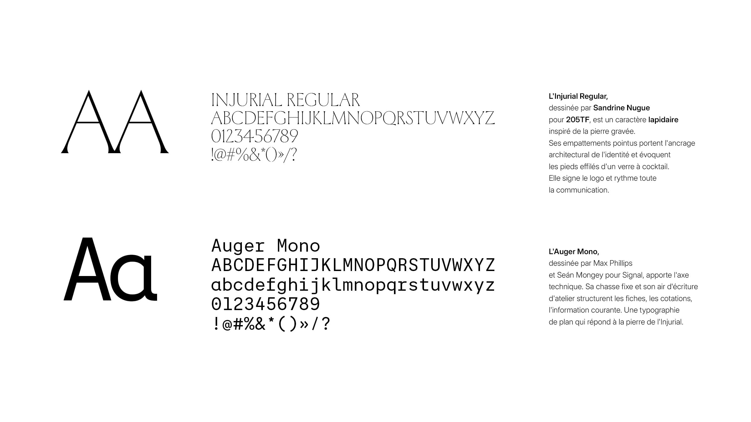 Système typographique Arch'ocktail&nbsp;: Injurial Regular et&nbsp;Auger Mono